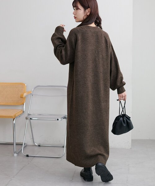 セール】【6色展開!/WEB限定】ラグランハイネックニットワンピース