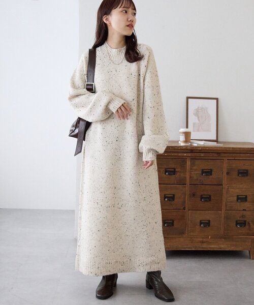 セール】【6色展開!/WEB限定】ラグランハイネックニットワンピース