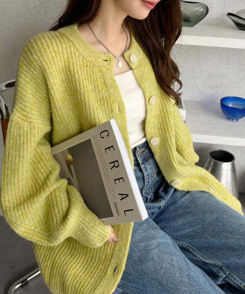 Ada.(エイダ)の「ふんわり モヘアタッチ メランジニット オーバーサイズカーディガン(カーディガン/ボレロ・レディース・グリーン/アイボリー/グレー・FREE)」の19枚目の写真