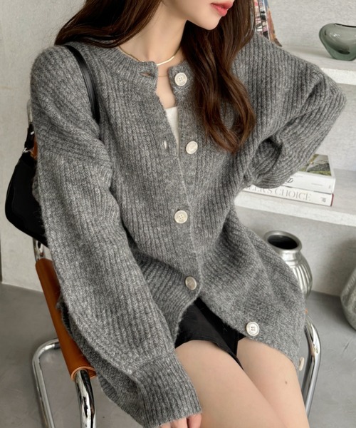 Ada.(エイダ)の「ふんわり モヘアタッチ メランジニット オーバーサイズカーディガン(カーディガン/ボレロ・レディース・グリーン/アイボリー/グレー・FREE)」の8枚目の写真