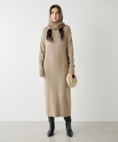 セール】ハーフジップニットワンピース（ワンピース