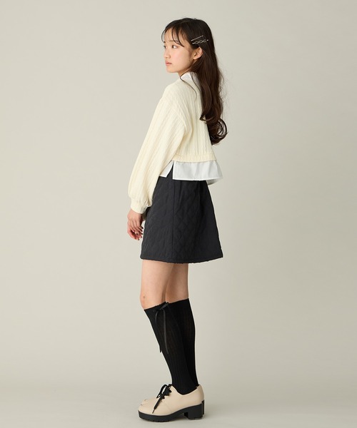 Amourire girl(アムリールガール)の「キルトフレア台形スカート(130㎝~160㎝)(スカート・キッズ・オフホワイト/ブラック/ピンク・130cm/140cm/150cm/160cm)」の14枚目の写真