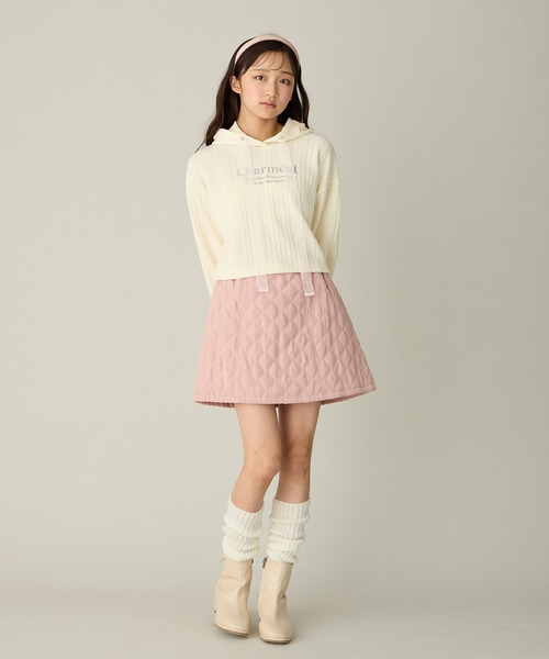 Amourire girl(アムリールガール)の「キルトフレア台形スカート(130㎝~160㎝)(スカート・キッズ・オフホワイト/ブラック/ピンク・130cm/140cm/150cm/160cm)」の21枚目の写真