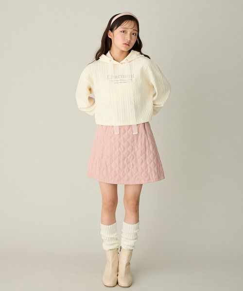 Amourire girl(アムリールガール)の「キルトフレア台形スカート(130㎝~160㎝)(スカート・キッズ・オフホワイト/ブラック/ピンク・130cm/140cm/150cm/160cm)」の22枚目の写真