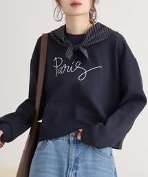 je crois soi スカーフ付きロゴプリントスウェット