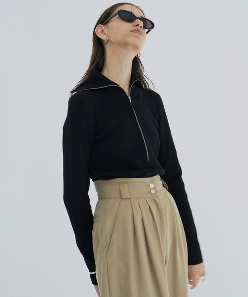 セール】ZIP UP TURTLE KNIT TOPS（ニット/セーター）｜CLANE