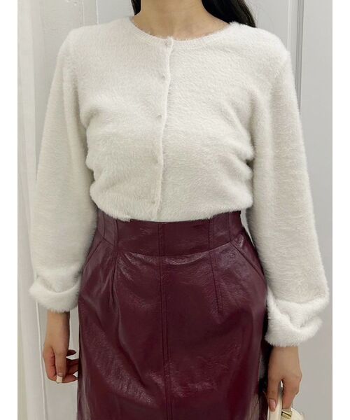 MERCURYDUO（マーキュリーデュオ）の「ミニシャギーロングスリーブニットカーディガン（カーディガン/ボレロ・レディース・グレー/アイボリー・FREE）」の15枚目の写真