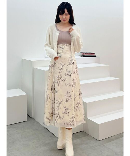 MERCURYDUO（マーキュリーデュオ）の「ミニシャギーロングスリーブニットカーディガン（カーディガン/ボレロ・レディース・グレー/アイボリー・FREE）」の19枚目の写真