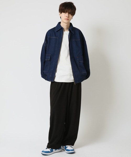 セール】ボックスシルエット シングルジップ デニムブルゾン
