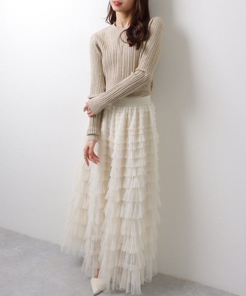 Lace Ladies(レースレディース)の「クルーネック タイトシルエット シンプル リブ ニット トップス(ニット/セーター・レディース・モカ/ホワイト/アイボリー/グレイッシュベージュ/ブラック・FREE)」の9枚目の写真