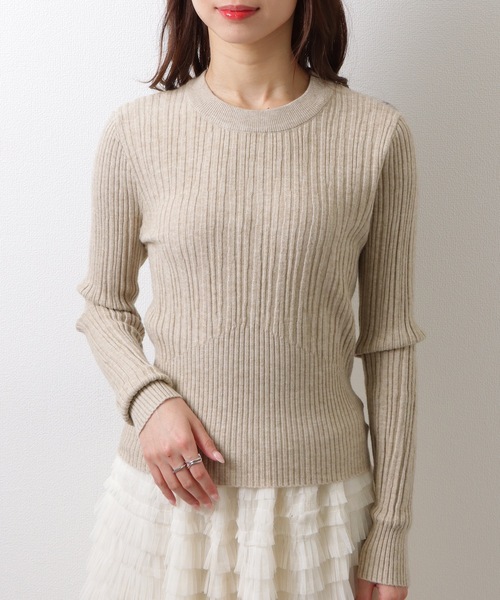 Lace Ladies(レースレディース)の「クルーネック タイトシルエット シンプル リブ ニット トップス(ニット/セーター・レディース・モカ/ホワイト/アイボリー/グレイッシュベージュ/ブラック・FREE)」の11枚目の写真