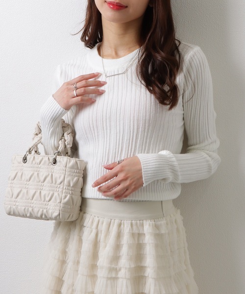Lace Ladies(レースレディース)の「クルーネック タイトシルエット シンプル リブ ニット トップス(ニット/セーター・レディース・モカ/ホワイト/アイボリー/グレイッシュベージュ/ブラック・FREE)」の19枚目の写真