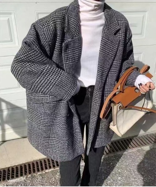 paravion(パラビオン)の「ダブルチェックコート(テーラードジャケット・レディース・ブラウン/グレー・FREE)」の2枚目の写真