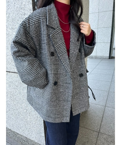 paravion(パラビオン)の「ダブルチェックコート(テーラードジャケット・レディース・ブラウン/グレー・FREE)」の11枚目の写真