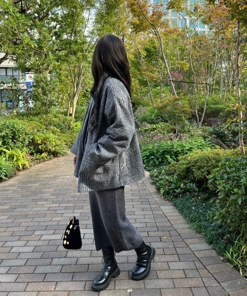 paravion(パラビオン)の「ダブルチェックコート(テーラードジャケット・レディース・ブラウン/グレー・FREE)」の12枚目の写真