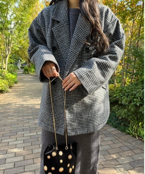 paravion(パラビオン)の「ダブルチェックコート(テーラードジャケット・レディース・ブラウン/グレー・FREE)」の13枚目の写真