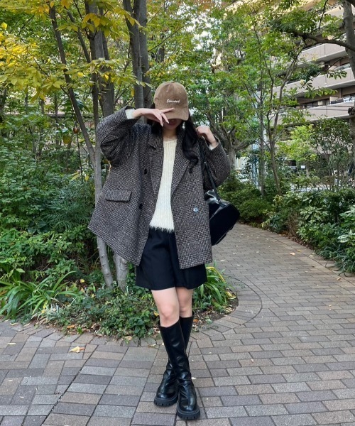 paravion(パラビオン)の「ダブルチェックコート(テーラードジャケット・レディース・ブラウン/グレー・FREE)」の8枚目の写真