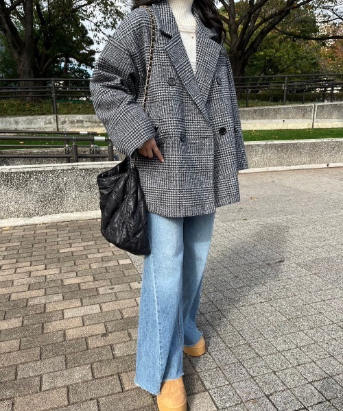 paravion(パラビオン)の「ダブルチェックコート(テーラードジャケット・レディース・ブラウン/グレー・FREE)」の18枚目の写真