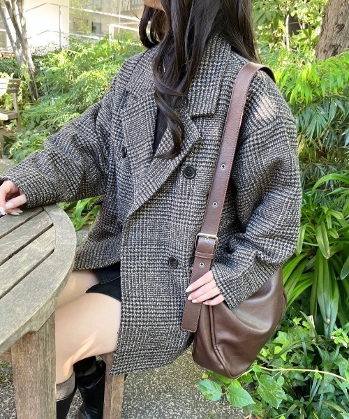 paravion(パラビオン)の「ダブルチェックコート(テーラードジャケット・レディース・ブラウン/グレー・FREE)」の19枚目の写真