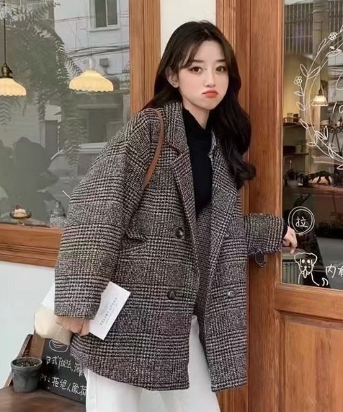 paravion(パラビオン)の「ダブルチェックコート(テーラードジャケット・レディース・ブラウン/グレー・FREE)」の20枚目の写真