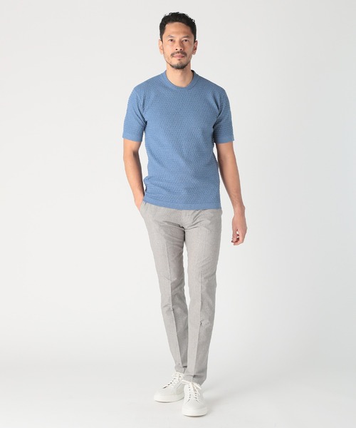 MEN'S BIGI（メンズビギ）の「〈イージーケア/吸水速乾〉COOL DOTS メランジプリントスラックスパンツ（スラックス・メンズ・ネイビー/グレー/ブルー/グリーン・01/02/03/04）」の7枚目の写真