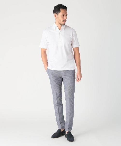 MEN'S BIGI（メンズビギ）の「〈イージーケア/吸水速乾〉COOL DOTS メランジプリントスラックスパンツ（スラックス・メンズ・ネイビー/グレー/ブルー/グリーン・01/02/03/04）」の8枚目の写真