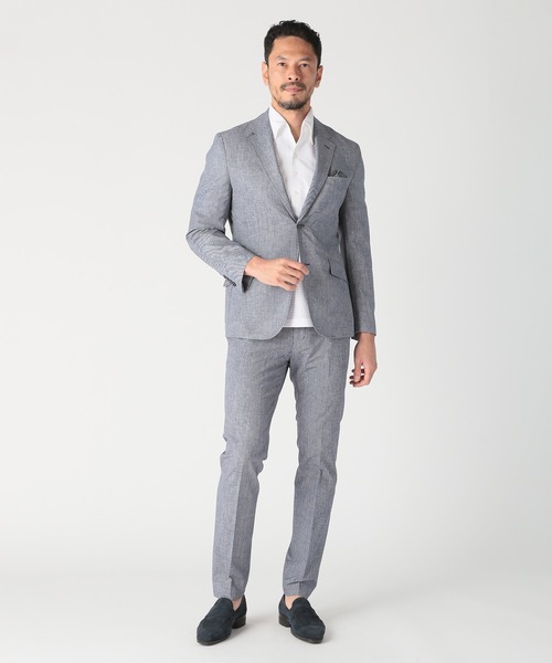 MEN'S BIGI（メンズビギ）の「〈イージーケア/吸水速乾〉COOL DOTS メランジプリントスラックスパンツ（スラックス・メンズ・ネイビー/グレー/ブルー/グリーン・01/02/03/04）」の17枚目の写真