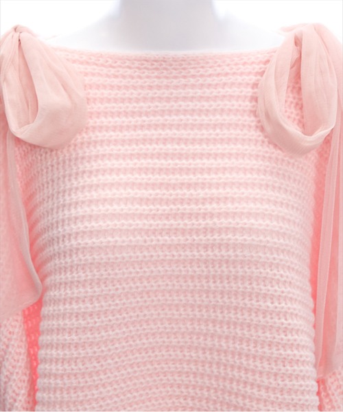 clear（クリア）の「肩スリットチュールリボンニットトップス[肩見せ　リボン　バルーン袖]≪2024AW新作≫（ニット/セーター・レディース・アイボリー/グレー/ピンク・F）」の13枚目の写真