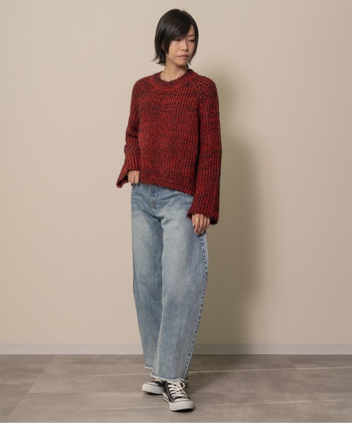 DOLLUPOOPS（ドールアップウップス）の「バックスリットミックスヤーンニット（ニット/セーター・レディース・ボルドー/ブルー・38）」の3枚目の写真