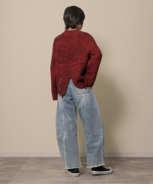 DOLLUPOOPS（ドールアップウップス）の「バックスリットミックスヤーンニット（ニット/セーター・レディース・ボルドー/ブルー・38）」の5枚目の写真