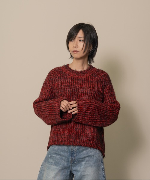 DOLLUPOOPS（ドールアップウップス）の「バックスリットミックスヤーンニット（ニット/セーター・レディース・ボルドー/ブルー・38）」の6枚目の写真