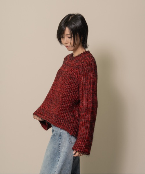 DOLLUPOOPS（ドールアップウップス）の「バックスリットミックスヤーンニット（ニット/セーター・レディース・ボルドー/ブルー・38）」の7枚目の写真