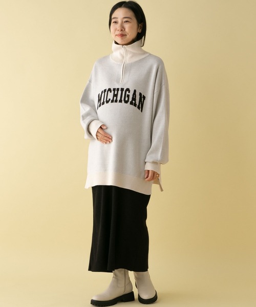 産前・産後対応】マタニティ／12ゲージハーフZIPロゴプル