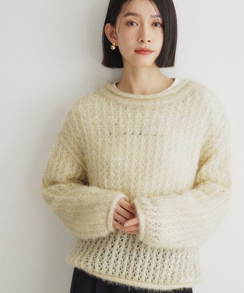 THE SHOP TK (ザ ショップ ティーケー )の「◆【毛玉になりにくい】ラメメッシュニット/洗える(ニット/セーター・レディース・チャコールグレー/ナチュラル/ベビーピンク・12/13)」の2枚目の写真