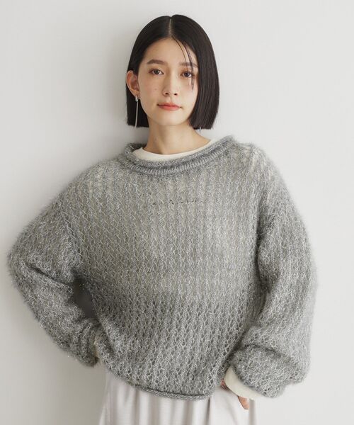 THE SHOP TK (ザ ショップ ティーケー )の「◆【毛玉になりにくい】ラメメッシュニット/洗える(ニット/セーター・レディース・チャコールグレー/ナチュラル/ベビーピンク・12/13)」の1枚目の写真