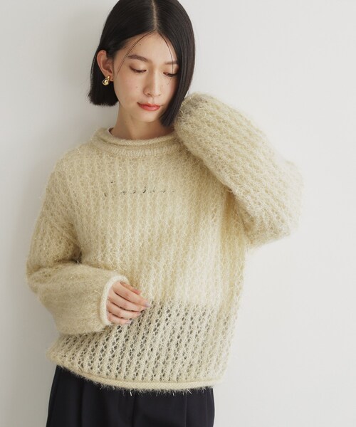 THE SHOP TK (ザ ショップ ティーケー )の「◆【毛玉になりにくい】ラメメッシュニット/洗える(ニット/セーター・レディース・チャコールグレー/ナチュラル/ベビーピンク・12/13)」の4枚目の写真