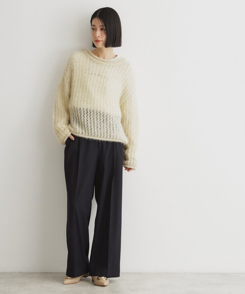 THE SHOP TK (ザ ショップ ティーケー )の「◆【毛玉になりにくい】ラメメッシュニット/洗える(ニット/セーター・レディース・チャコールグレー/ナチュラル/ベビーピンク・12/13)」の6枚目の写真
