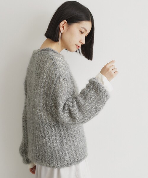 THE SHOP TK (ザ ショップ ティーケー )の「◆【毛玉になりにくい】ラメメッシュニット/洗える(ニット/セーター・レディース・チャコールグレー/ナチュラル/ベビーピンク・12/13)」の10枚目の写真