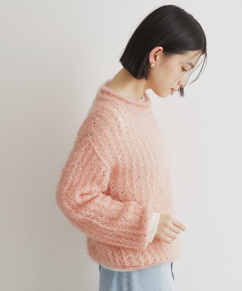 THE SHOP TK (ザ ショップ ティーケー )の「◆【毛玉になりにくい】ラメメッシュニット/洗える(ニット/セーター・レディース・チャコールグレー/ナチュラル/ベビーピンク・12/13)」の14枚目の写真