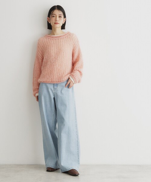 THE SHOP TK (ザ ショップ ティーケー )の「◆【毛玉になりにくい】ラメメッシュニット/洗える(ニット/セーター・レディース・チャコールグレー/ナチュラル/ベビーピンク・12/13)」の15枚目の写真