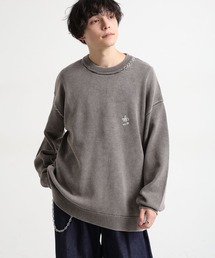 RAGEBLUE | ピグメント/フラワー刺繍ステッチクルーネックニット(ニット/セーター)