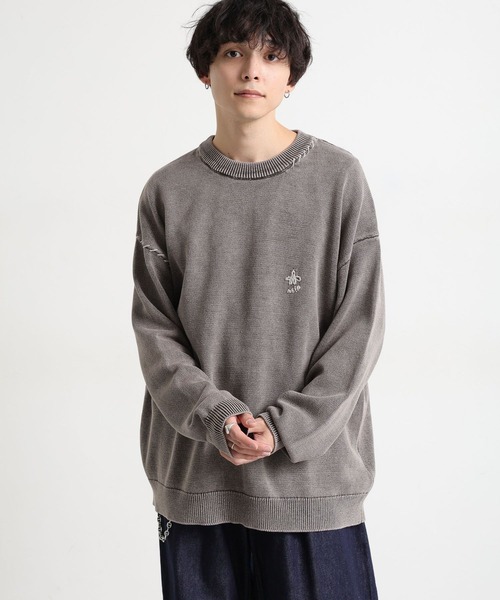 RAGEBLUE(レイジブルー)の「ピグメント/フラワー刺繍ステッチクルーネックニット(ニット/セーター・メンズ・ブルー/グレー/レッド・LARGE/MEDIUM)」の5枚目の写真