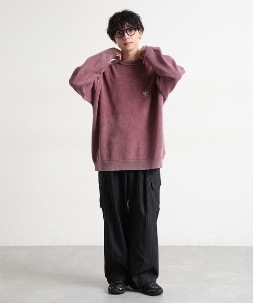 RAGEBLUE(レイジブルー)の「ピグメント/フラワー刺繍ステッチクルーネックニット(ニット/セーター・メンズ・ブルー/グレー/レッド・LARGE/MEDIUM)」の8枚目の写真