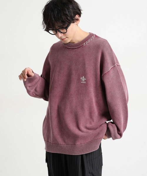 RAGEBLUE(レイジブルー)の「ピグメント/フラワー刺繍ステッチクルーネックニット(ニット/セーター・メンズ・ブルー/グレー/レッド・LARGE/MEDIUM)」の10枚目の写真