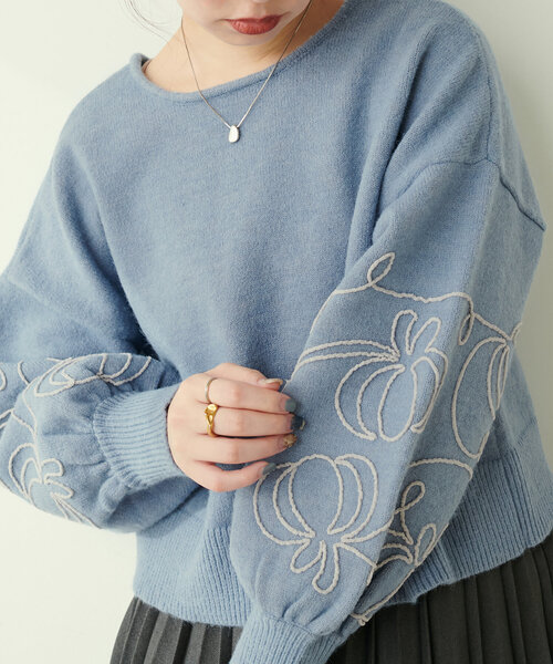 セール】モール刺繍前後2WAYニットプルオーバー（ニット/セーター 