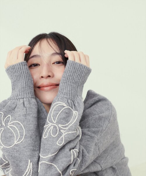 【セール】モール刺繍前後２WAYニットプルオーバー（ニット/セーター）｜natural couture（ナチュラルクチュール）