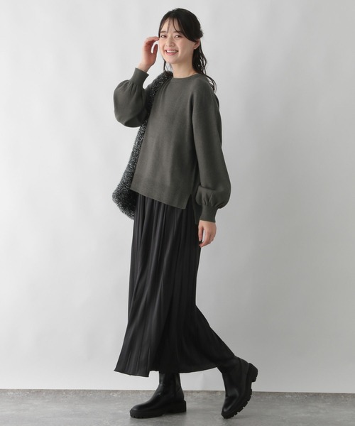 GLOBAL WORK Smile Seed Store(グローバルワーク スマイルシードストア)の「ナメラカニットプルオーバー*スカートセット/250672(ワンピース・レディース・ブルー/ベージュ/チャコール/杢グレー・MEDIUM/LARGE)」の7枚目の写真