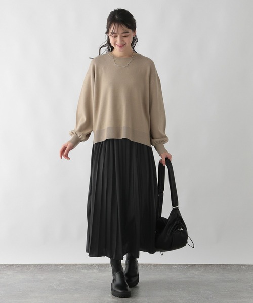GLOBAL WORK Smile Seed Store(グローバルワーク スマイルシードストア)の「ナメラカニットプルオーバー*スカートセット/250672(ワンピース・レディース・ブルー/ベージュ/チャコール/杢グレー・MEDIUM/LARGE)」の14枚目の写真