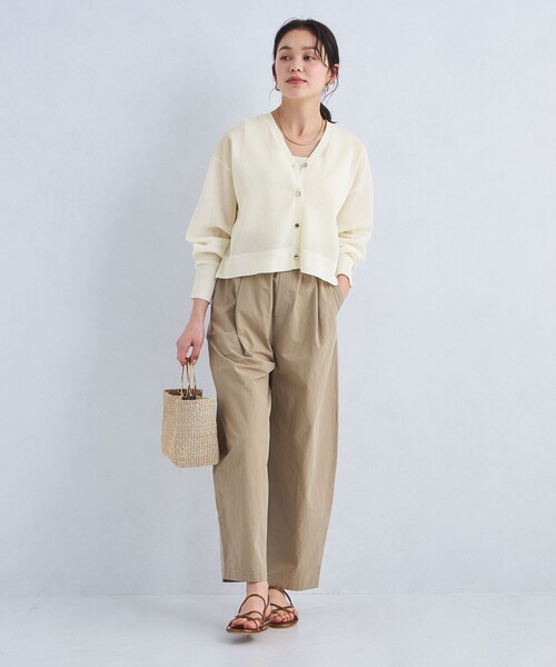 green label relaxing（グリーンレーベルリラクシング）の「パフ シアー ニット カーディガン -ウォッシャブル-（カーディガン/ボレロ・レディース・ブラック/オフホワイト/コバルトブルー・FREE）」の6枚目の写真