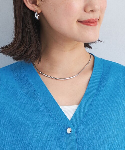 green label relaxing（グリーンレーベルリラクシング）の「パフ シアー ニット カーディガン -ウォッシャブル-（カーディガン/ボレロ・レディース・ブラック/オフホワイト/コバルトブルー・FREE）」の13枚目の写真